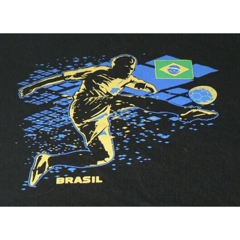 Gen2 Kids National Soccer Apparel Brazil T-Shirt‎ Black/Yellow/Blue Size 7